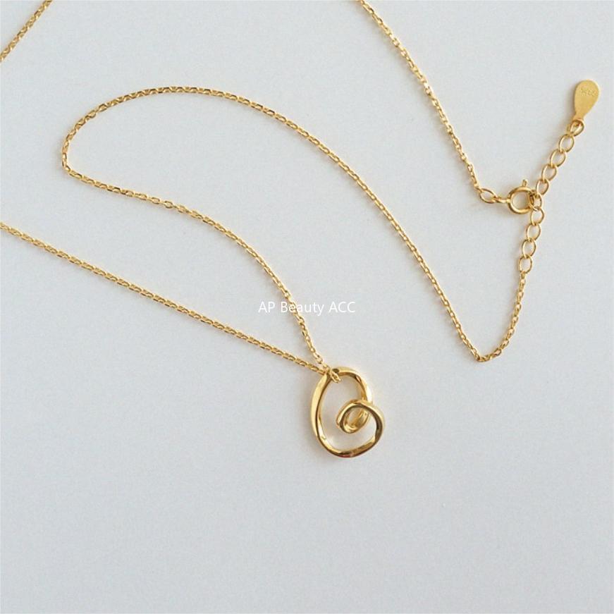 F관 - 925 실버 하트 라인 펜던트 목걸이 [B1221] 25.11-1