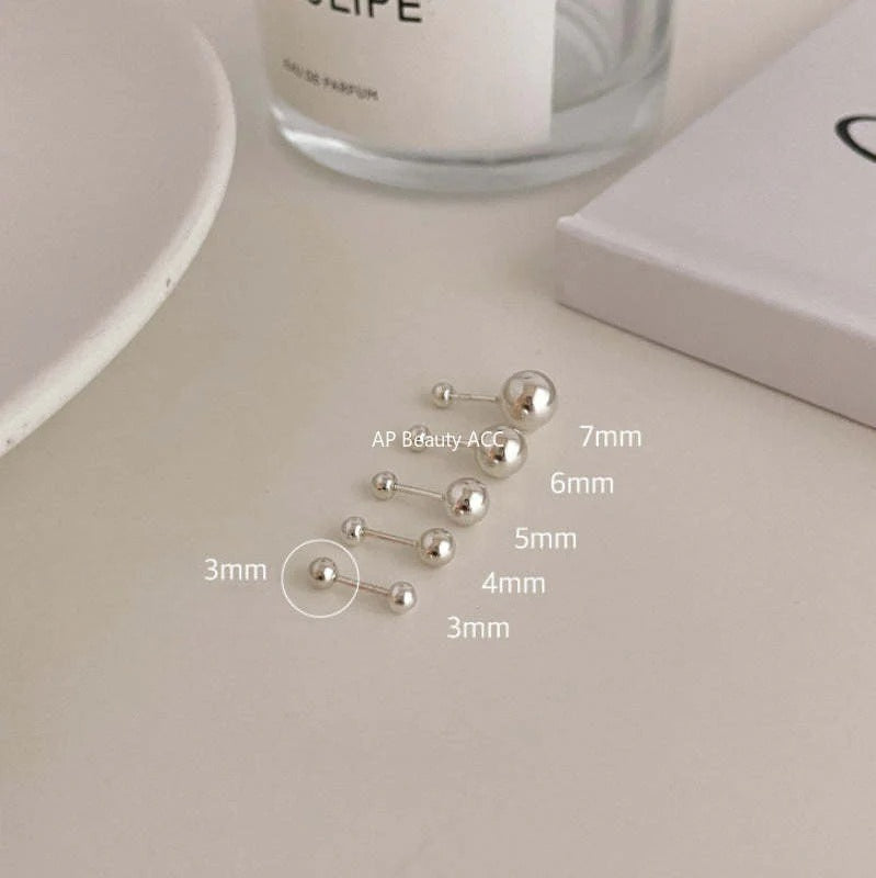 F관 - 925 실버 비즈 피어싱 귀걸이 [C876] 25.12-1