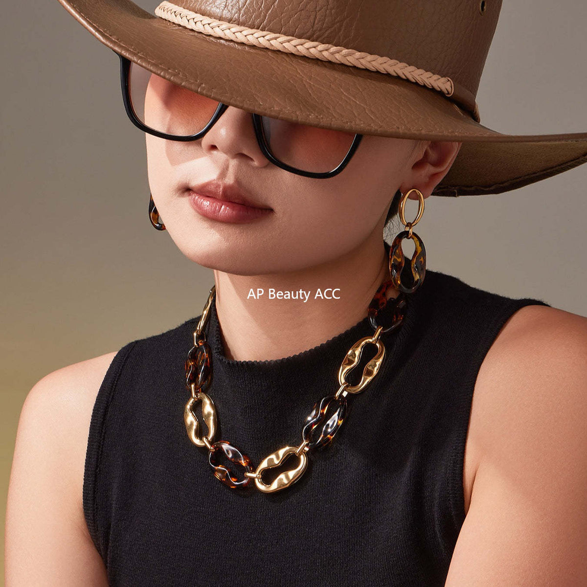 D관 - 레진 타원 체인 디자인 스테인리스 목걸이 팔찌 귀걸이 [TXP470] 25.11-3