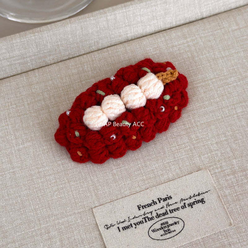 E관 - 핸드메이드 코바늘 니트 과일 디자인 헤어핀 [27629] 25.11-1