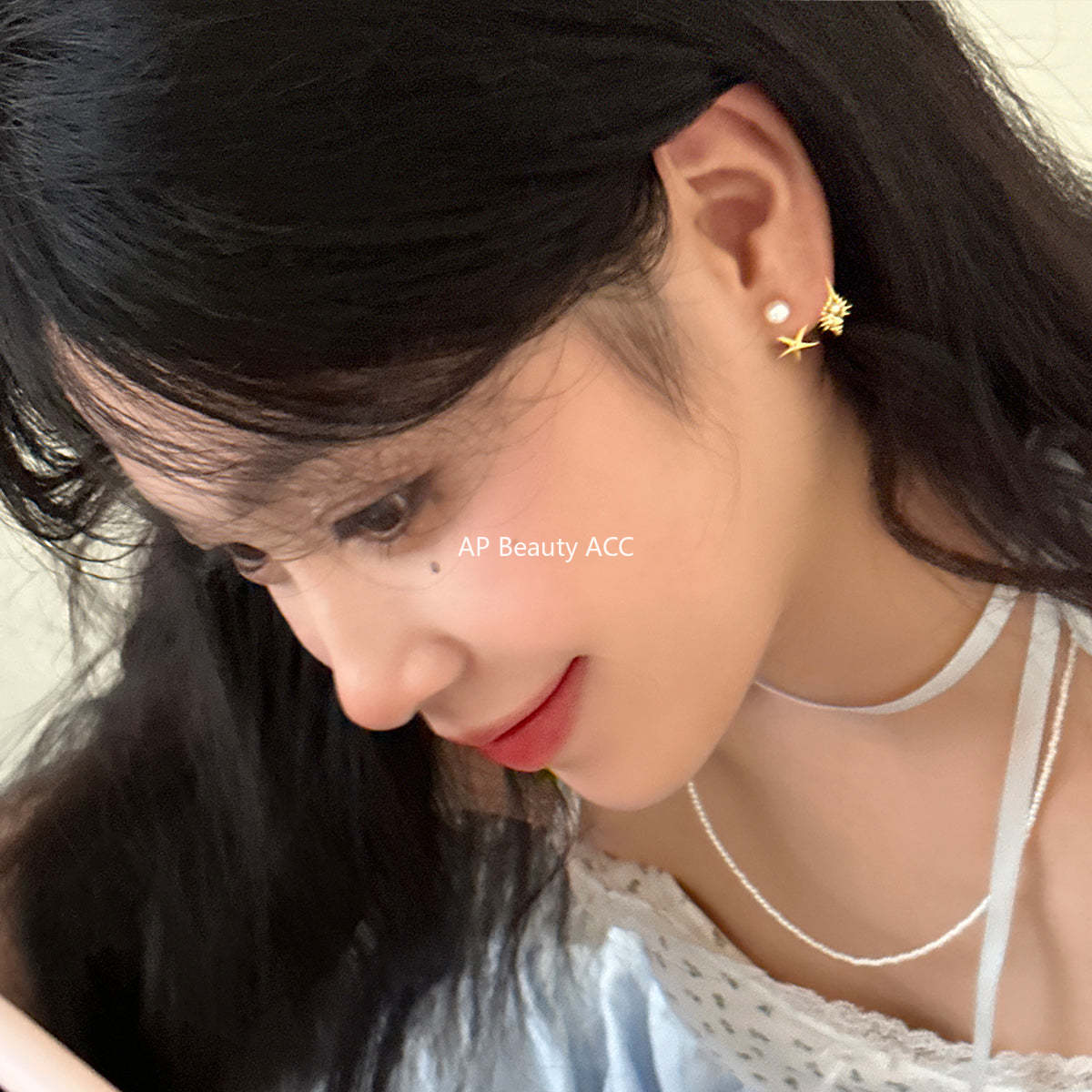 A관 - 진주 조개 불가사리 디자인 925 은침 귀걸이 [EH-3098.eb-SJ] 25.12-1