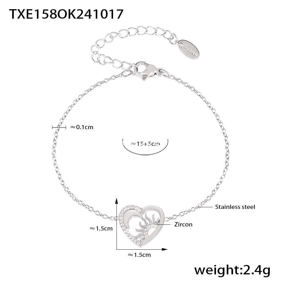 D관 - 스테인리스 스틸 큐빅 선 달 펜던트 목걸이 팔찌 [TXP158-TXE158] 24.10-4