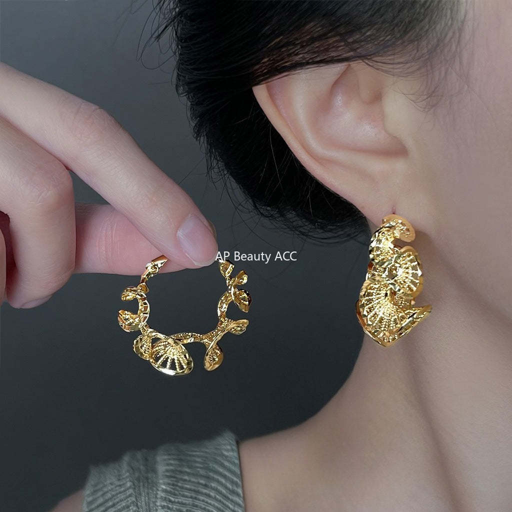 C관 - 레이스 장식 입체 트위스트 925 은침 귀걸이 [6790] 25.09-4