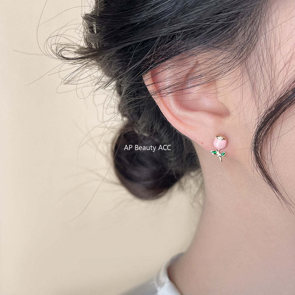 C관 - 14K 도금 장미 모티프 심플 귀걸이 [4215] 24.06-2