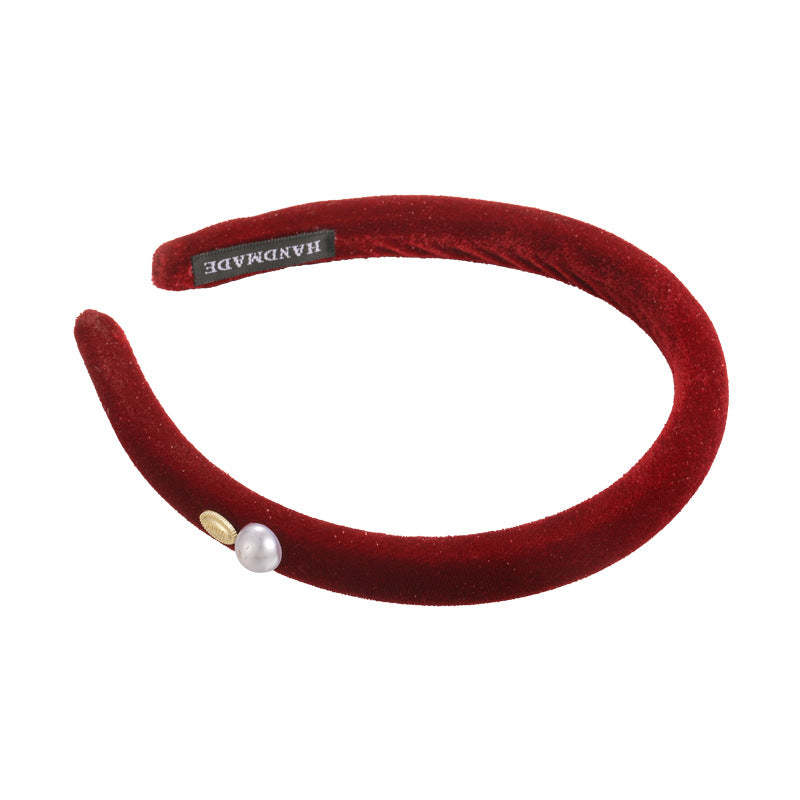 E관 - 벨벳 진주 메탈 플레이트 볼륨 머리띠 [27822] 25.12-3