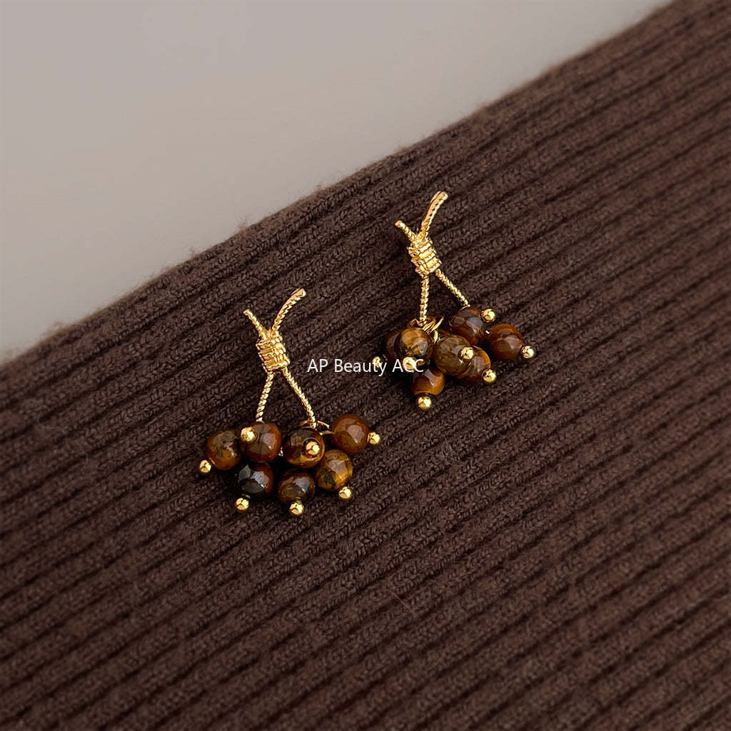 C관 - 호안석 매듭 핸드메이드 925 은침 귀걸이 [7146] 25.11-4