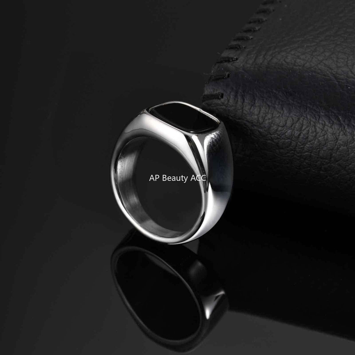 G관 - 스테인리스 스틸 사각 호안석 유광 반지 [RC-620] 25.10-5