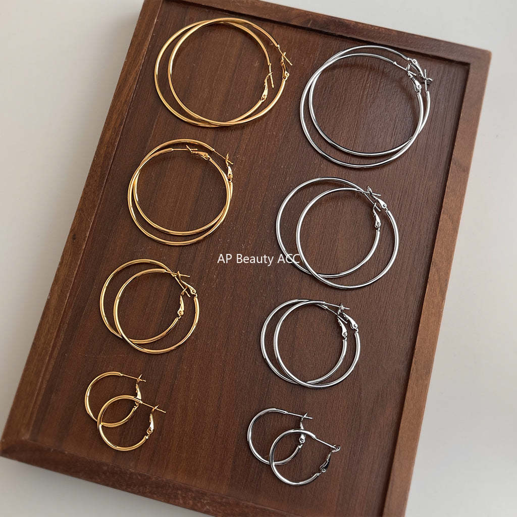 C관 - 와이드 원형 디자인 925 은침 링 귀걸이 [7120-7131] 25.11-3