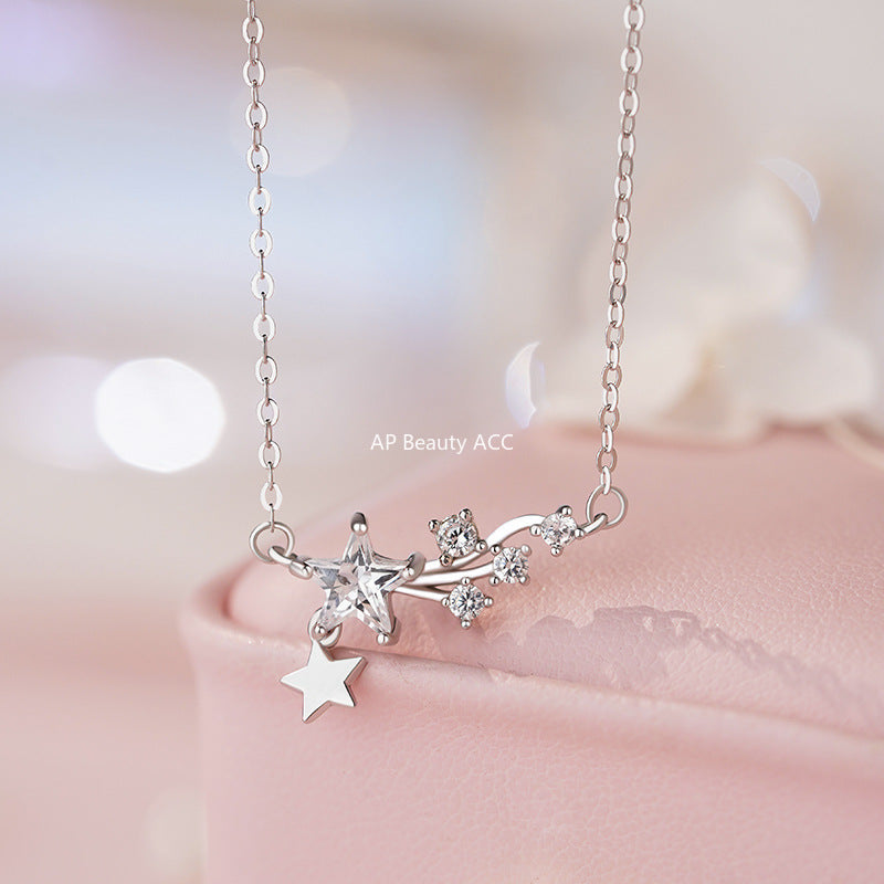 B관 - 999 실버 유성 별 큐빅 펜던트 목걸이 [YC3813N] 25.10-2