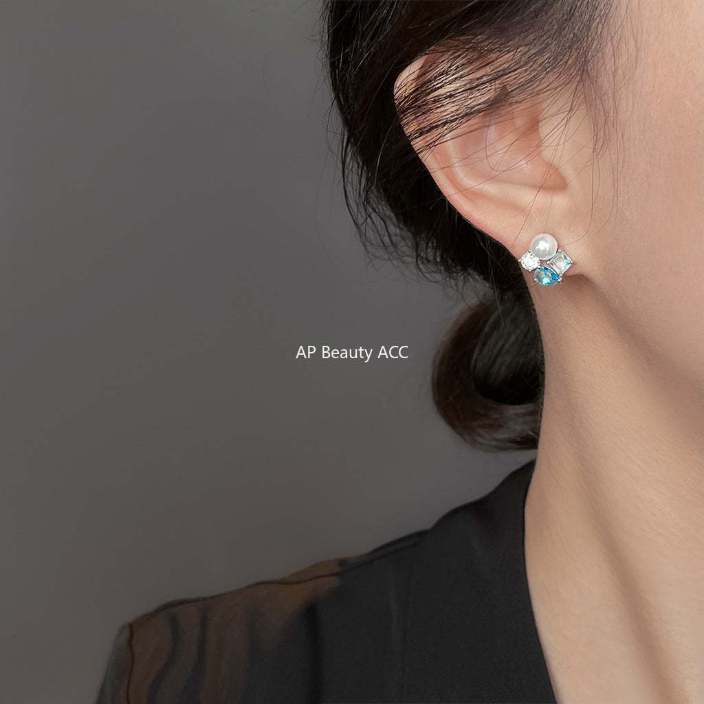 C관 - 큐빅 진주 925 은침 귀걸이 [6430] 25.07-2