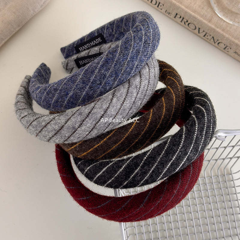 E관 - 니트 스트라이프 와이드 스펀지 머리띠 [27524] 25.09-4