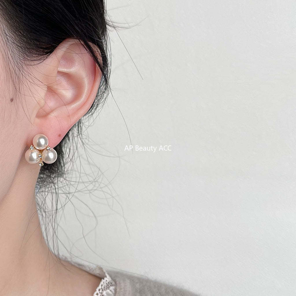 C관 - 고급스러운 14K 도금 유리 진주 귀걸이 [3593] 24.01-4