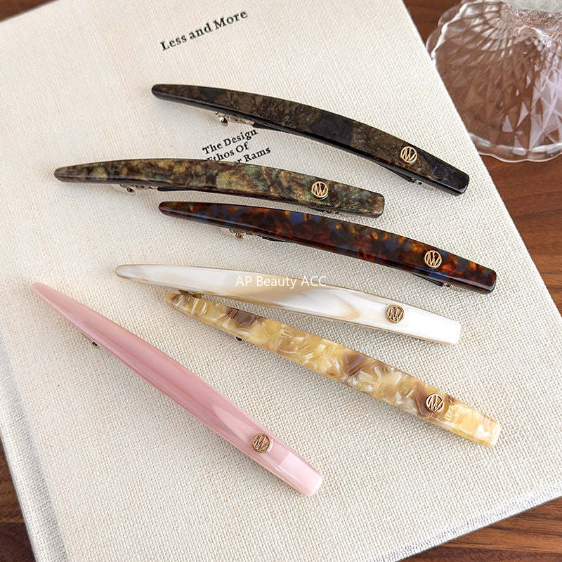 E관 - 일자형 골드 포인트 셀룰로이드 스프링 헤어핀 [27606] 25.10-4