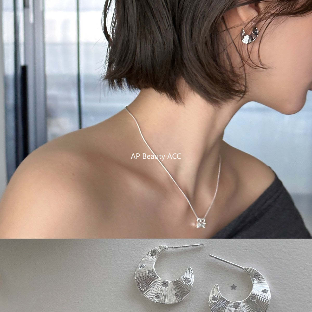 A관 - 큐빅 주름무늬 디자인 대형 스터드 귀걸이 [EH-4185] 25.10-5