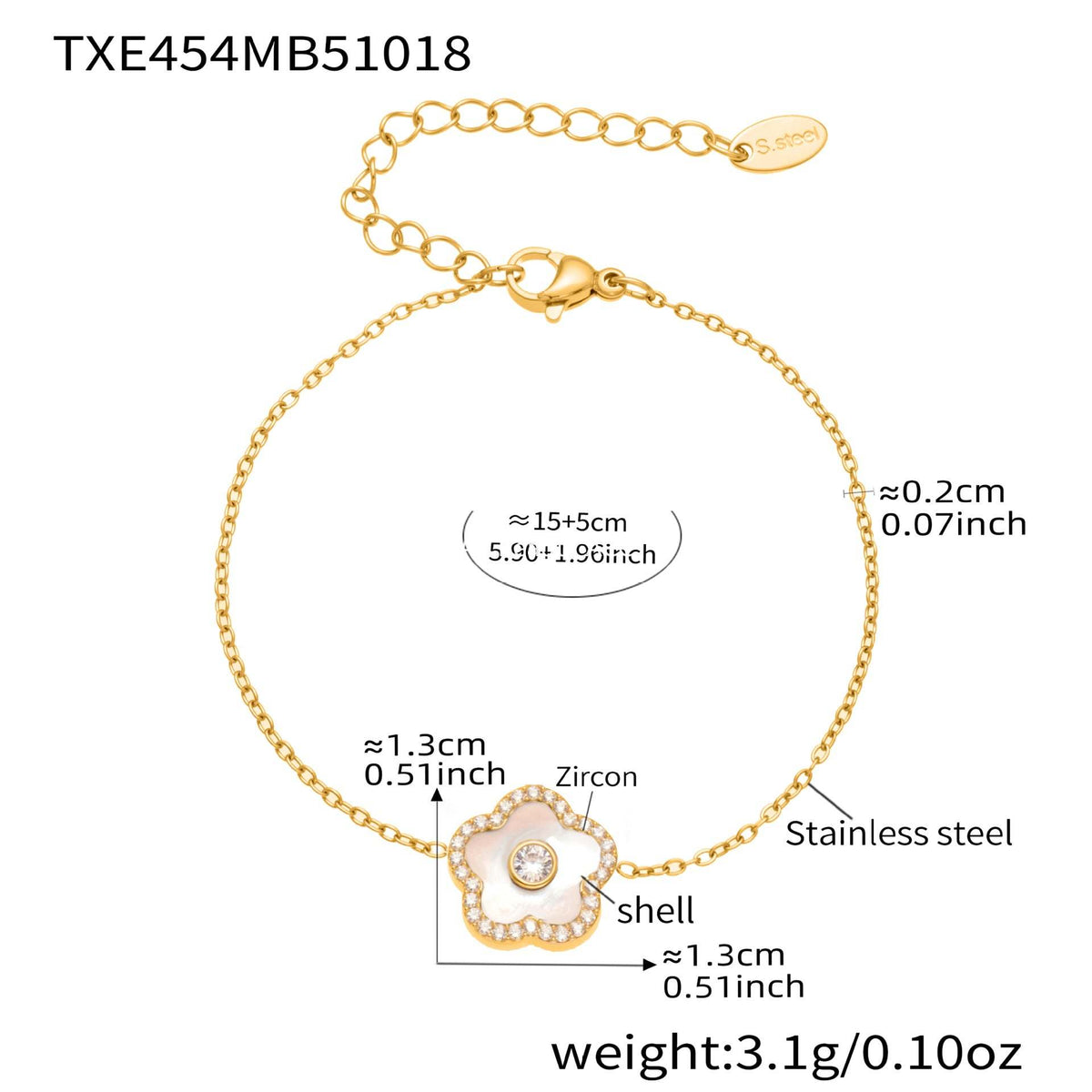 D관 - 스테인리스 스틸 크리스탈 큐브 플라워 큐빅 펜던트 목걸이 팔찌 [TXP453] 25.10-4