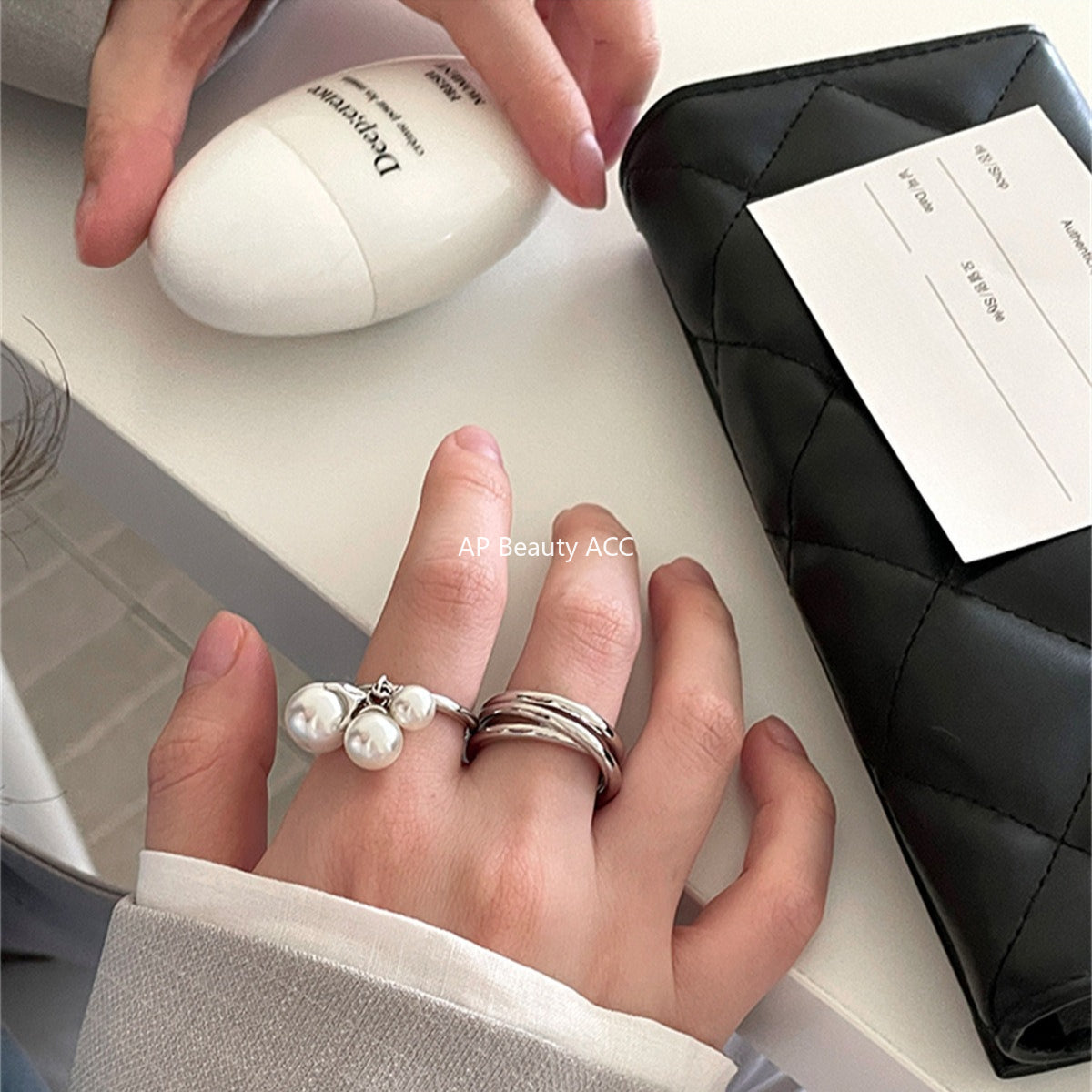 A관 - 925 실버 진주 레이어 반지 [JZ-0707] 25.10-3