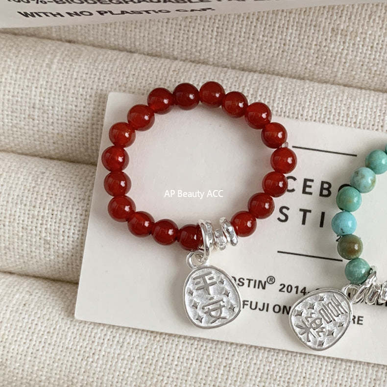 A관 - 플라워 잎사귀 복주머니 말 사과 미니 펜던트 925실버 반지 [RB] 25.11-4