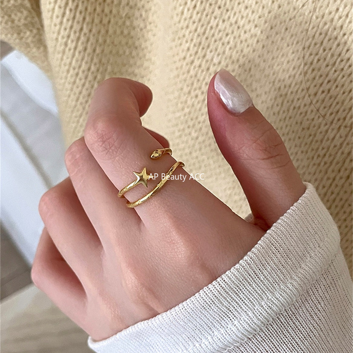 A관 - 925 실버 별 뱀 디자인 오픈형 반지 [JZ-0718] 25.10-3