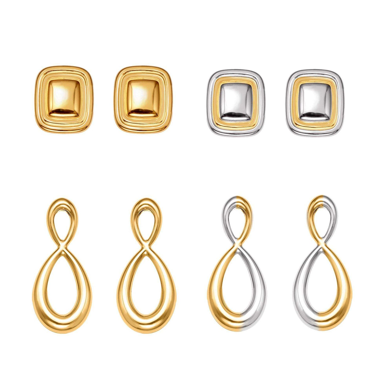 D관 - 스테인리스 18K 도금 8자형 스퀘어 모양 귀걸이 [F625-F626] 25.10-5