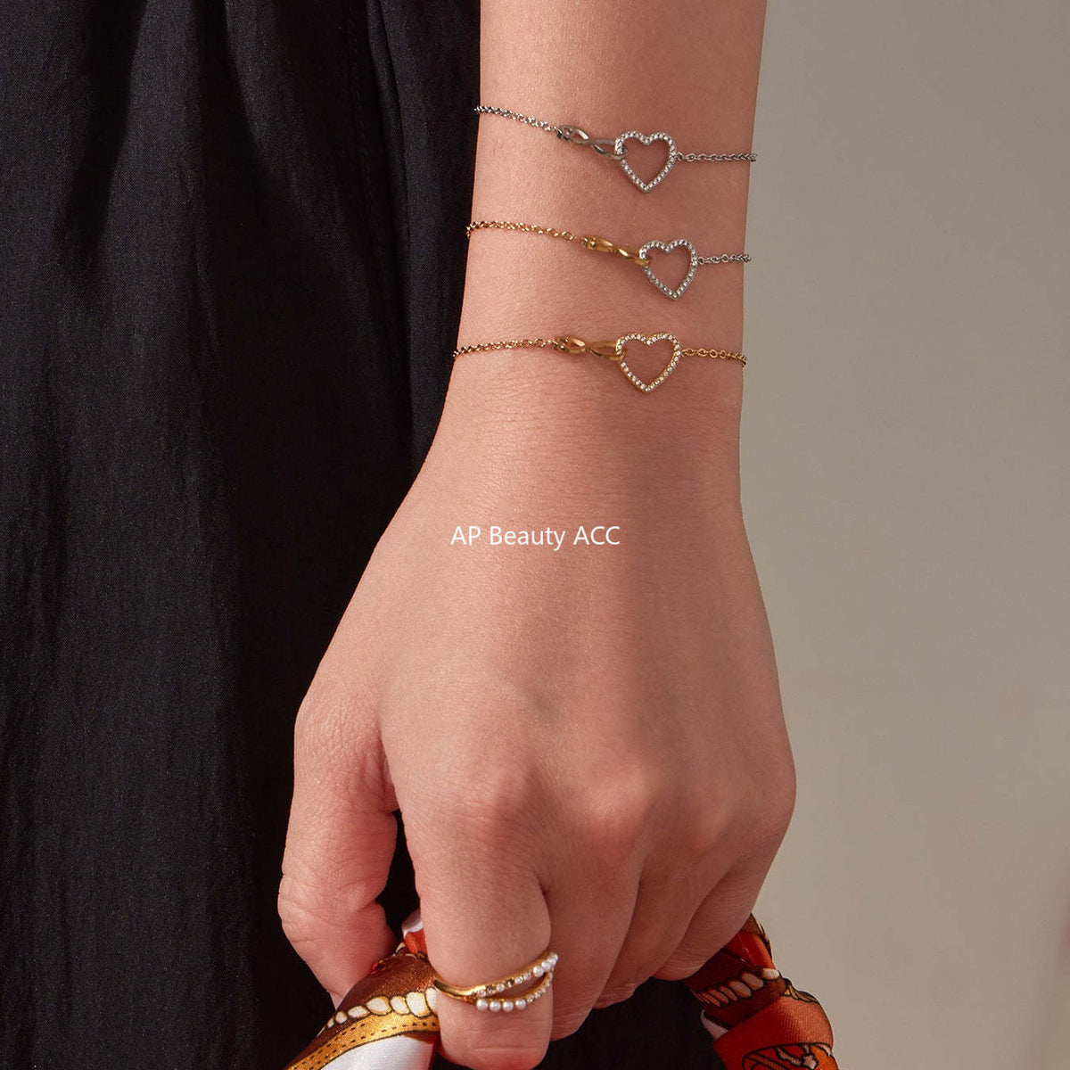 D관 - 하트 인피니티 큐빅 18K 도금 스테인리스 목걸이 팔찌 [TXP461] 25.11-3