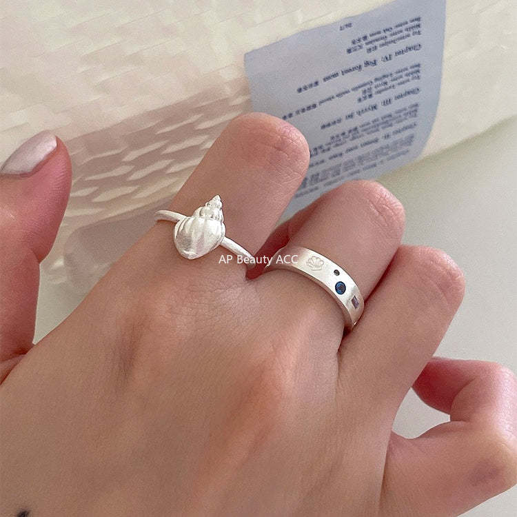 A관 - 925 실버 조개 디자인 샌딩 오픈형 반지 [JZ-0714] 25.10-5