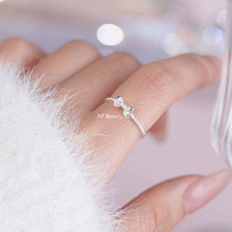 B관 - 925 실버 리본 큐빅 디자인 반지 [YC4816R_1] 25.10-4