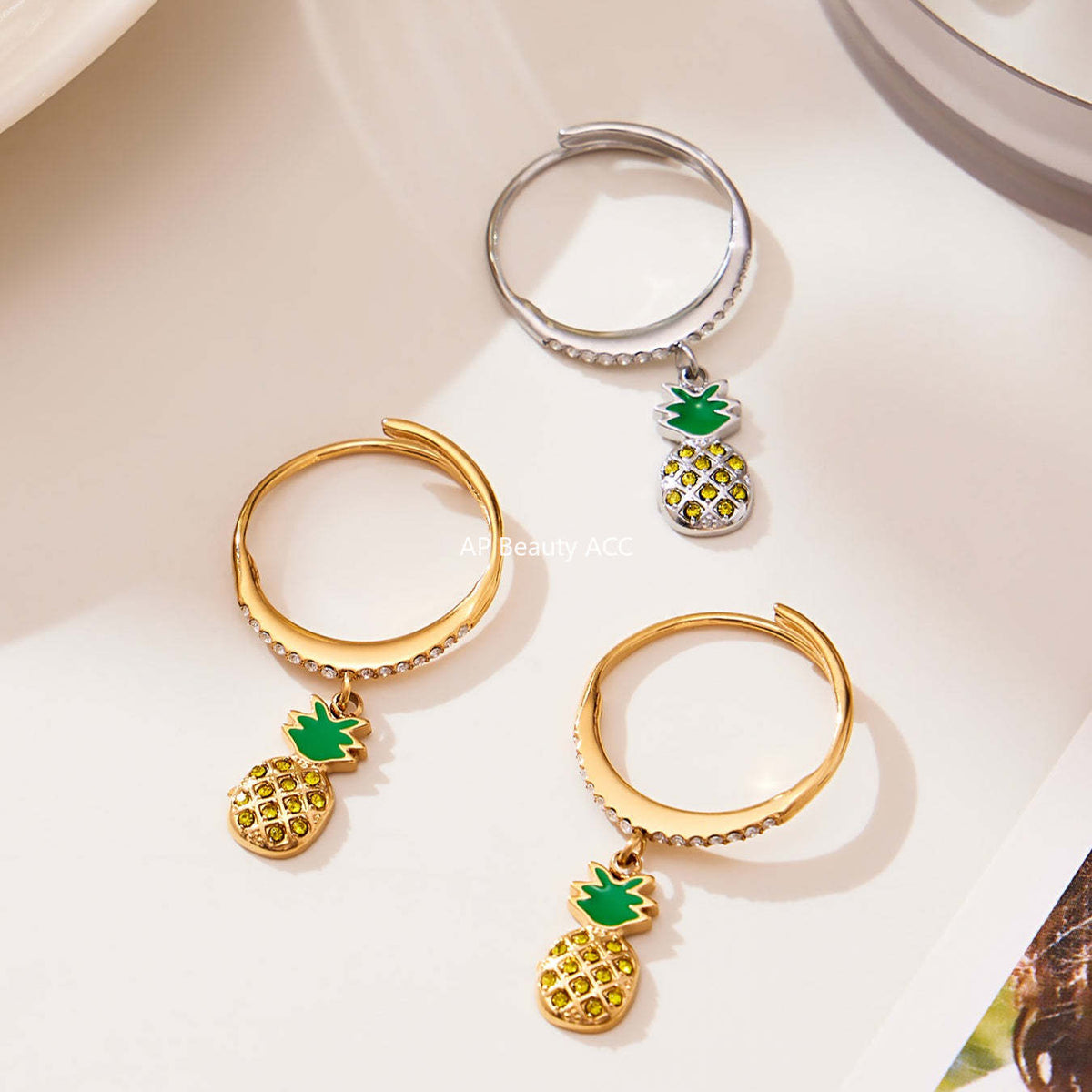 D관 - 스테인리스 스틸 게 조개 파인애플 큐빅 펜던트 목걸이 팔찌 반지 [TXP443] 25.10-4