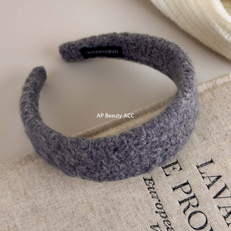 E관 - 양털 퍼 소재 와이드 볼륨 머리띠 [27649] 25.11-1