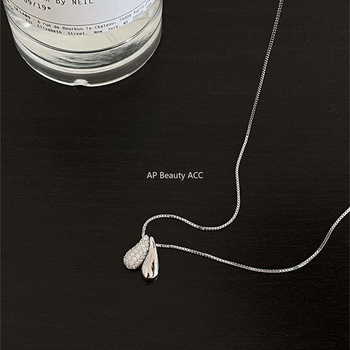 A관 - 925 실버 물방울 큐빅 하트 펜던트 목걸이 [XL-1217] 25.10-4