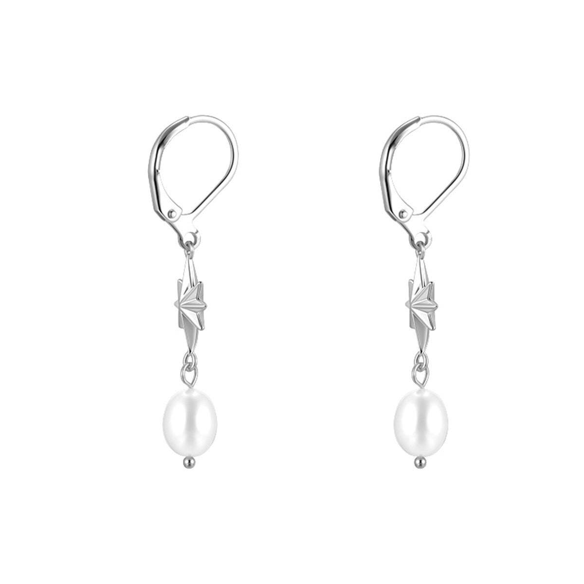 A관 - 925 은침 팔각별 진주 드롭 귀걸이 [EH-4000] 25.10-2