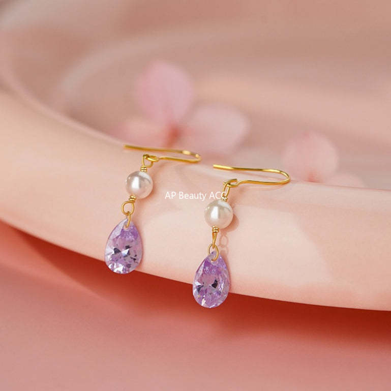 B관 - 925 실버 큐빅 진주 드롭 후크 귀걸이 [YC9337E_1] 25.12-1