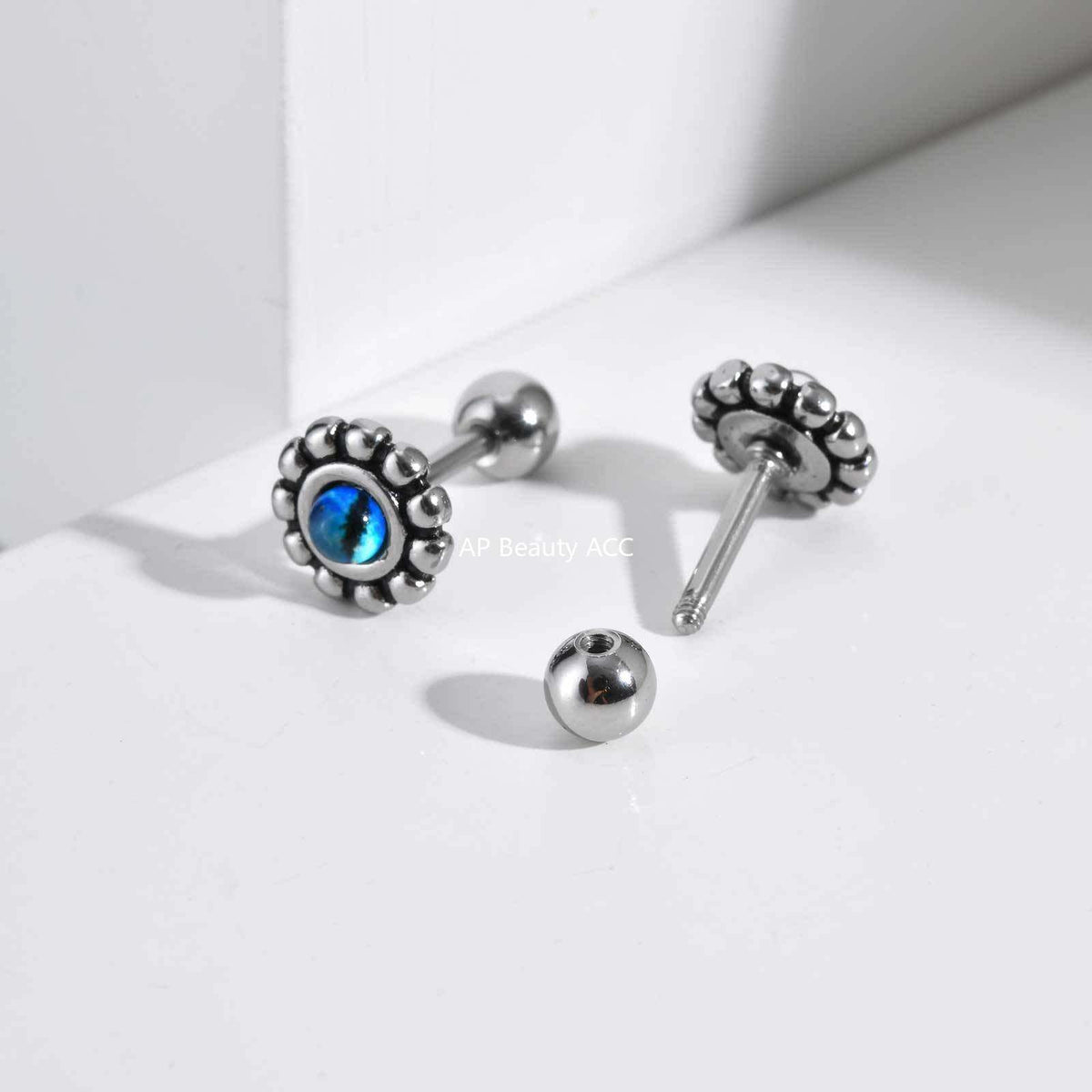 G관 - 스테인리스 스틸 블루 레진 피어싱 귀걸이 [ES-749] 25.10-5