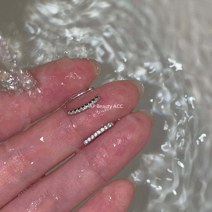 A관 - 999 실버 라인 큐빅 후크형 귀걸이 [EH-2203.EB] 25.12-2