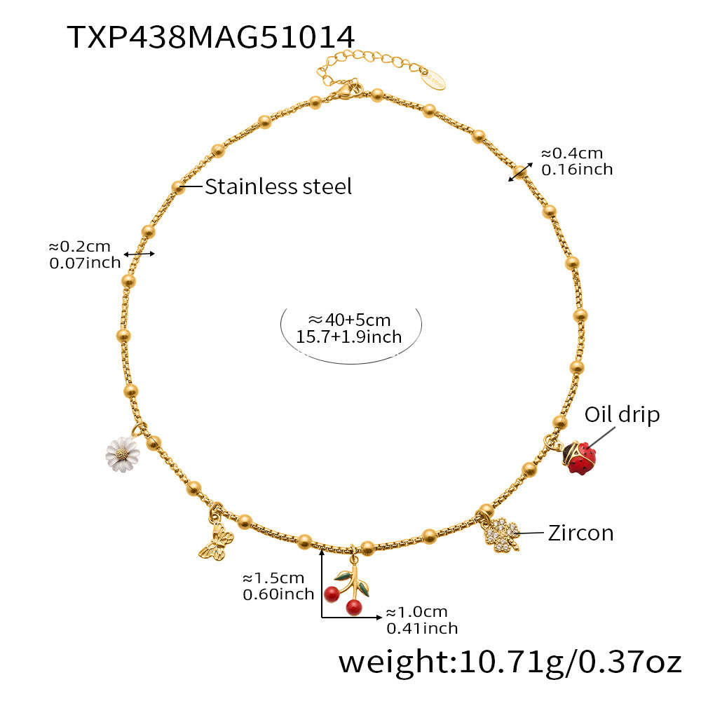 D관 - 스테인리스 스틸 큐빅 체리 딸기 펜던트 목걸이 팔찌 반지 [TXP437] 25.10-4