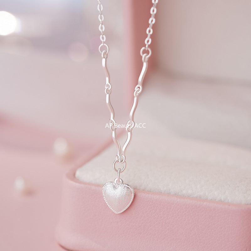 B관 - 999 실버 샌딩 하트 펜던트 목걸이 [YC2194N_1] 25.10-2