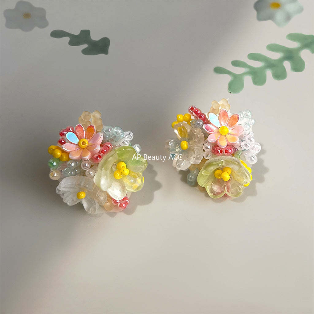 C관 - 레진 수국 플라워 컬러 비즈 귀걸이 [5897] 25.04-3