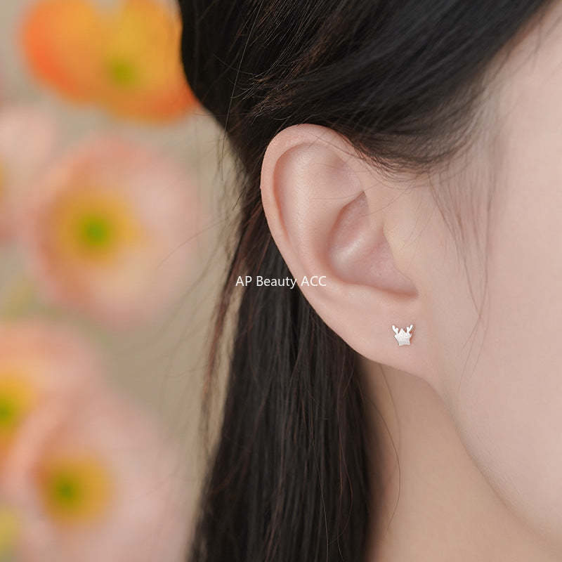 B관 - 사슴뿔 별 디자인 999 실버 피어싱 귀걸이 [YC4123E_1] 25.11-3