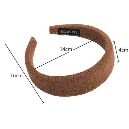 E관 - 컬러 울 패브릭 쿠션 와이드 머리띠 [27562] 25.10-3