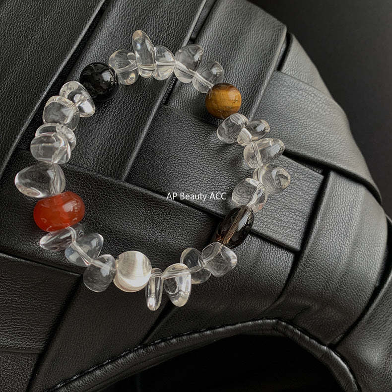 A관 - 천연 백수정 호안석 연수정 흑마노 홍마노 비즈 팔찌 [S580] 25.09-4