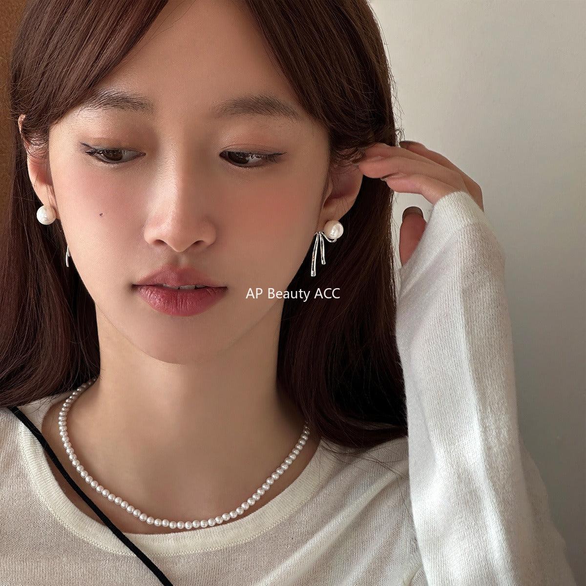A관 - 925 은침 리본 내추럴 빈티지 진주 귀걸이 [EH-2614] 24.03-1