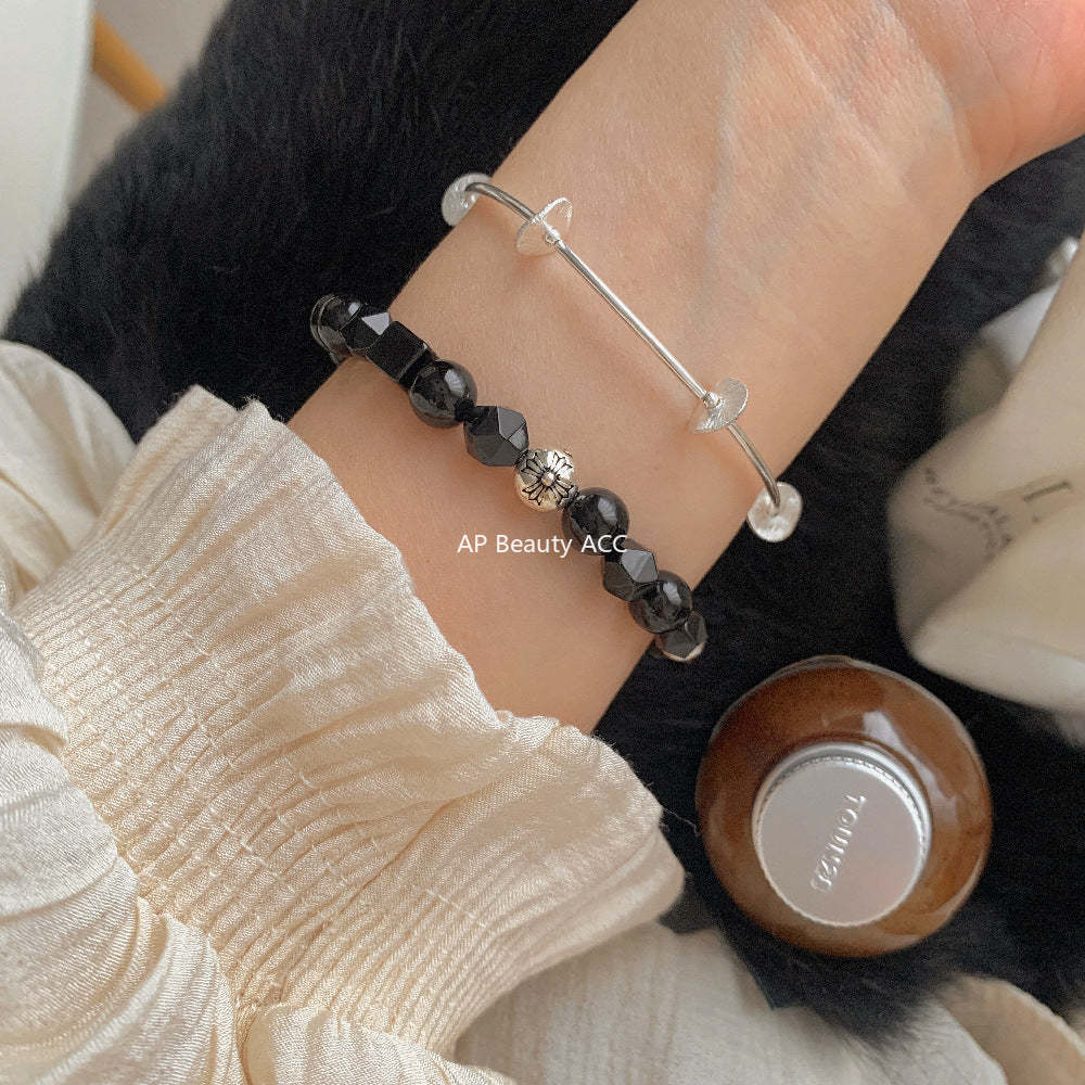 A관 - 십자가 흑마노 흑요석 925 실버 팔찌 [1512] 25.11-3