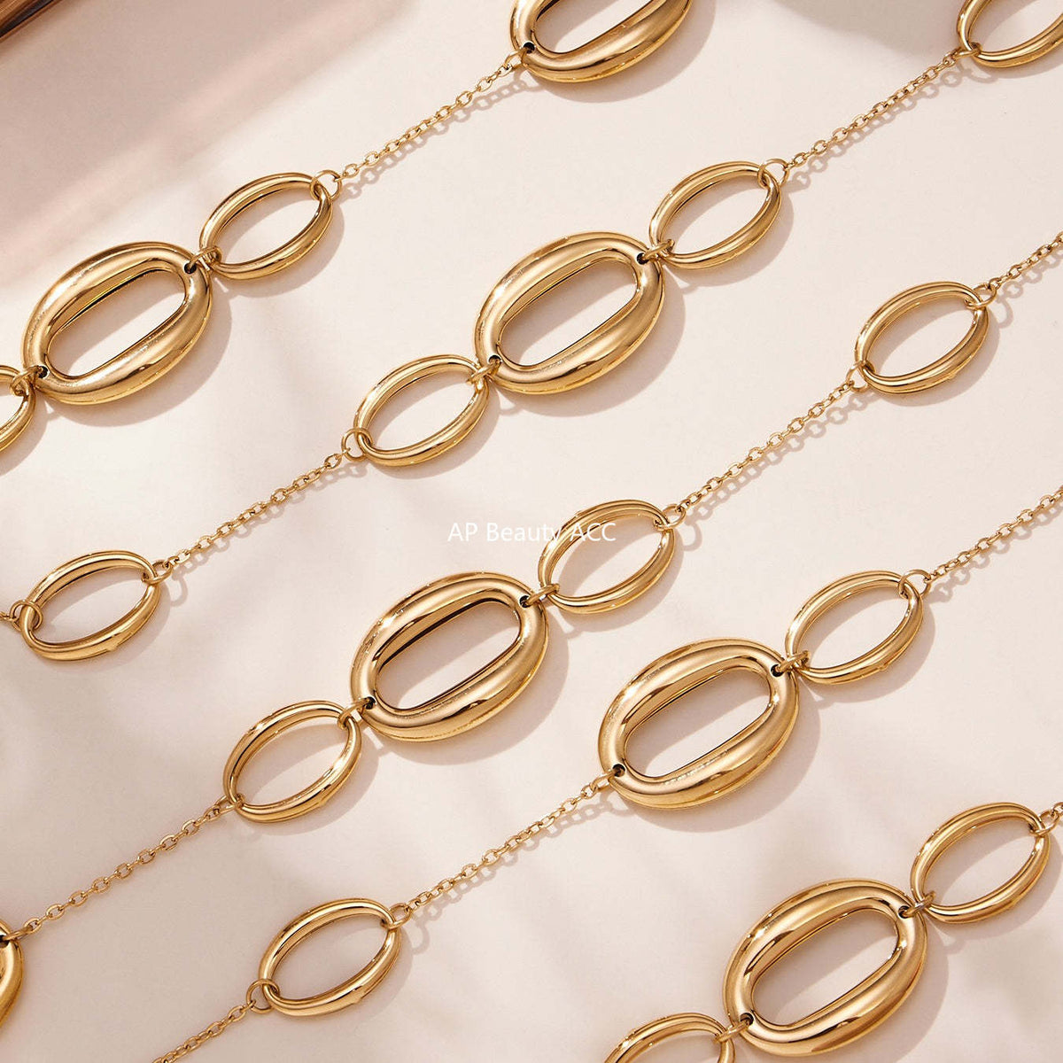 D관 - 기하 O체인 롱 디자인 18K 도금 스테인리스 목걸이 [M084] 25.11-3