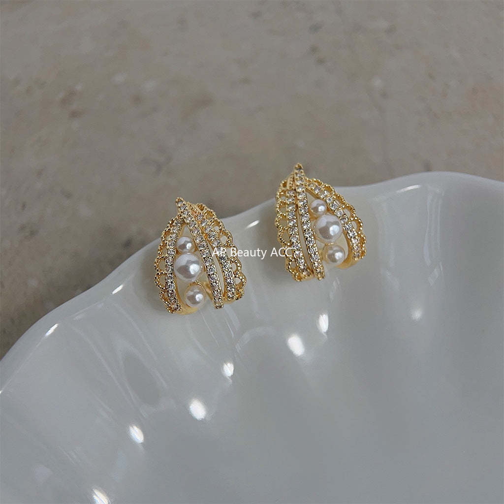 C관 - 14K 도금 물결 무늬 우아한 귀걸이 [4246] 24.06-3