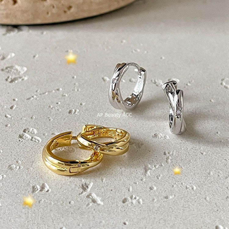 A관 - 크로스 심플 디자인 925 은침 귀걸이 [EH-4344] 25.12-2