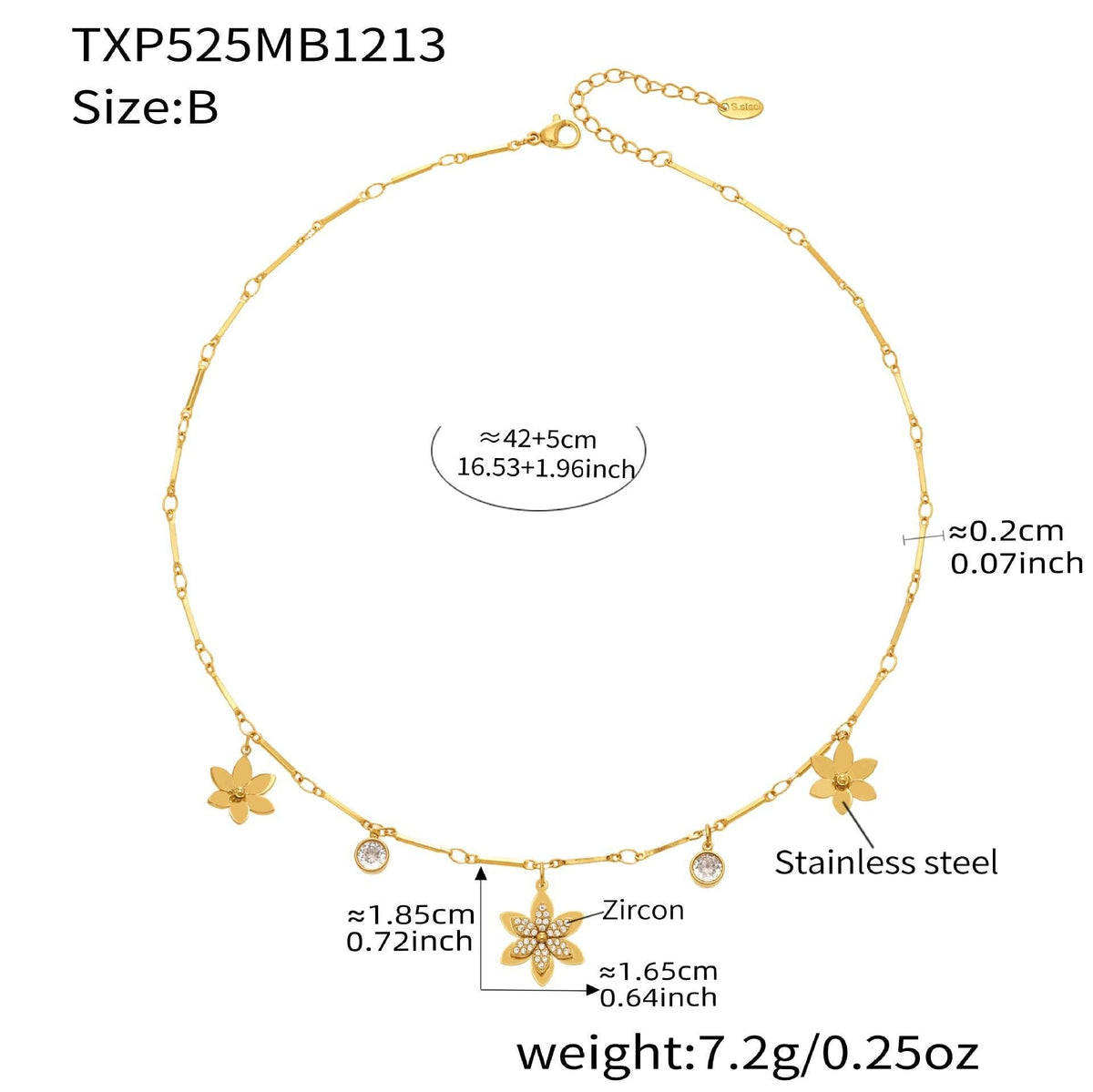 D관 - 스테인리스 스틸 큐빅 플라워 펜던트 목걸이 팔찌 [TXP525] 25.12-3