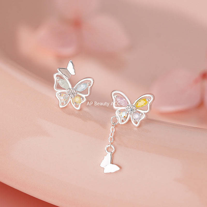 B관 - 999 실버 나비 태슬 플라워 큐빅 디자인 귀걸이 [YC3467E_1] 25.11-3