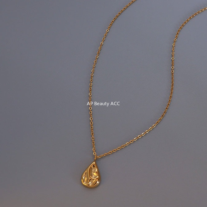 D관 - 티타늄 스틸 비정형 물방울 모양 펜던트 목걸이 [P1012] 25.11-2