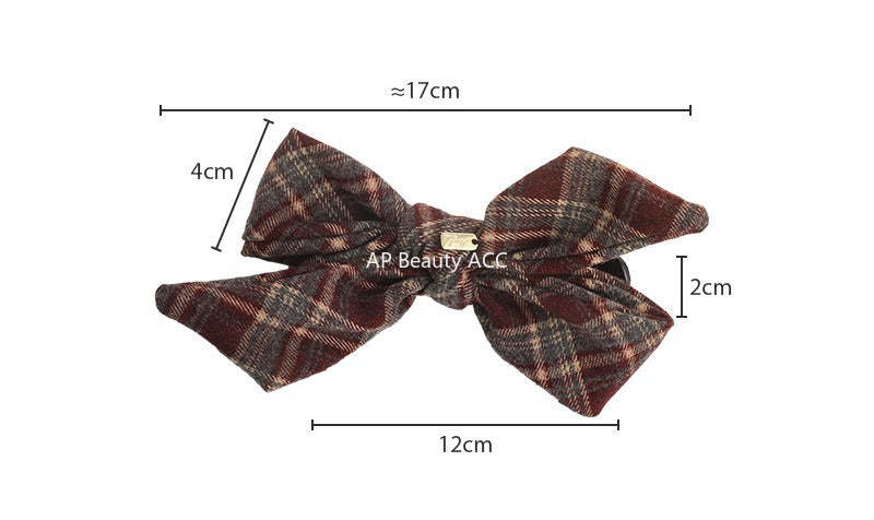 E관 - 체크 도트 리본 골드 포인트 집게핀 [27749] 25.12-1