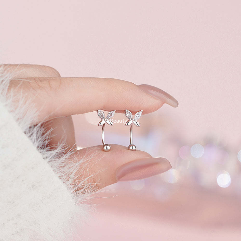 B관 - 999 실버 큐빅 나비 모양 피어싱 귀걸이 [YC10288E_1] 25.11-4