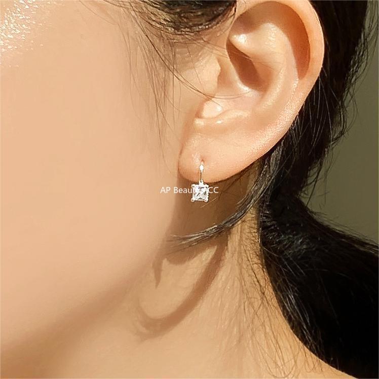 F관 - 925 실버 사각 큐빅 귀걸이 [C1230] 25.10-5